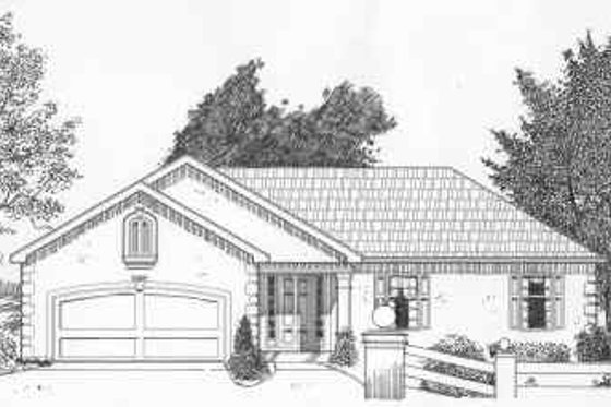 Exterior - Front Elevation for Ranch House Plan #6-160 - 2 bed, 2 bath