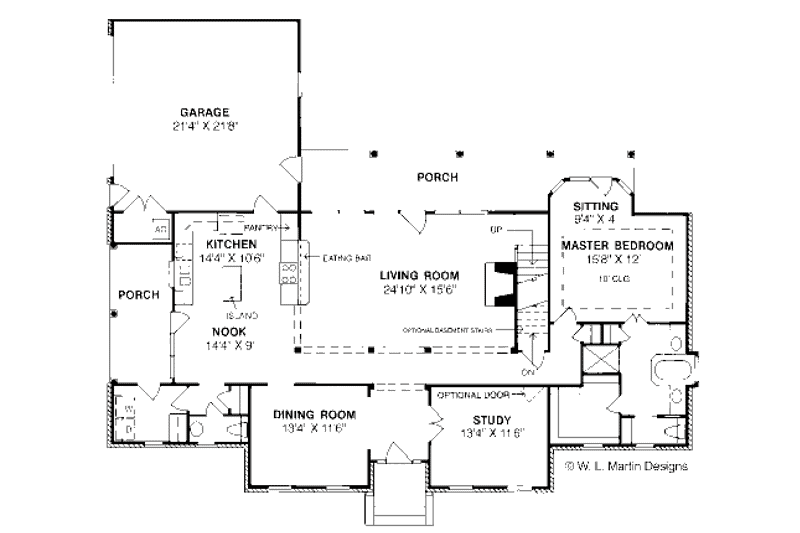 Architectural House Design - Floor Plan - Main Floor for Southern House Plan #20-195 - 4 bed, 3.5 bath