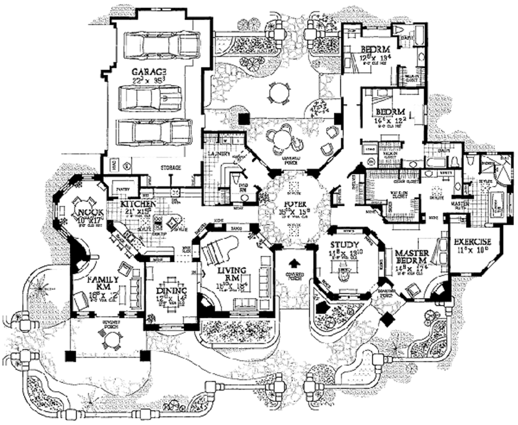  Adobe  Southwestern Style  House  Plan  3 Beds 3 5 Baths 