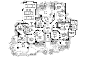 Floor Plan - Main Floor for Adobe / Southwestern House Plan #72-482 - 3 bed, 3.5 bath