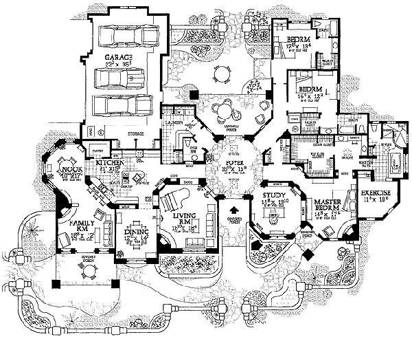 House Blueprint - Adobe / Southwestern Floor Plan - Main Floor Plan #72-482