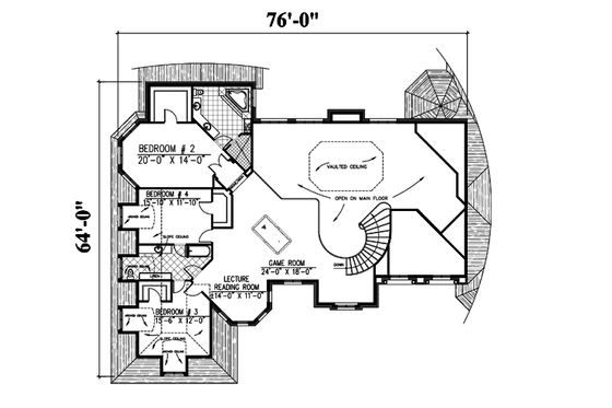 Floor Plan - Upper Floor for European House Plan #138-222 - 4 bed, 3.5 bath