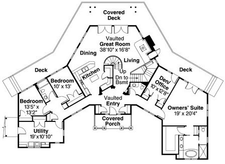 Floor Plan - Main Floor for Ranch House Plan #124-728 - 3 bed, 3.5 bath