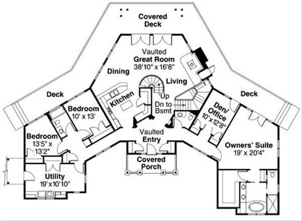 House Design - Ranch Floor Plan - Main Floor Plan #124-728