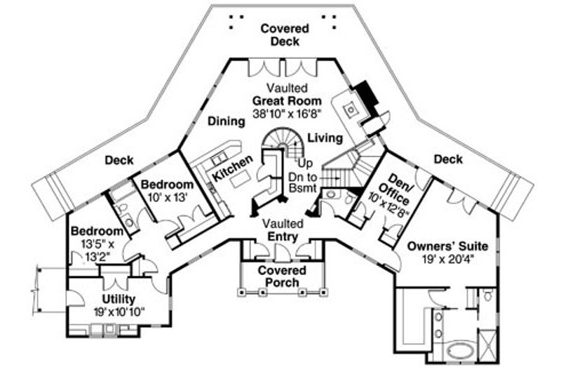 Home Plan - Floor Plan - Main Floor for Ranch House Plan #124-728 - 3 bed, 3.5 bath