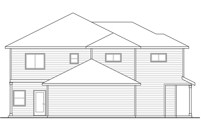Home Plan - Exterior - Rear Elevation for Country House Plan #124-919 - 3 bed, 2.5 bath