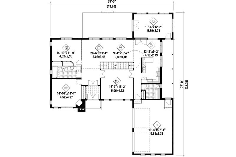 Architectural House Design - Floor Plan - Main Floor for European House Plan #25-4685 - 4 bed, 3 bath