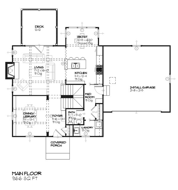 Craftsman Floor Plan - Main Floor Plan #901-77