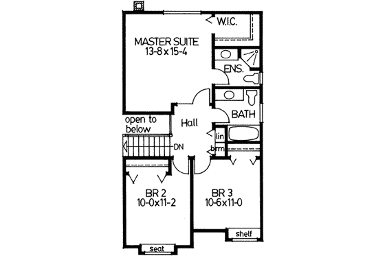 Floor Plan - Upper Floor for European House Plan #126-115 - 3 bed, 3 bath