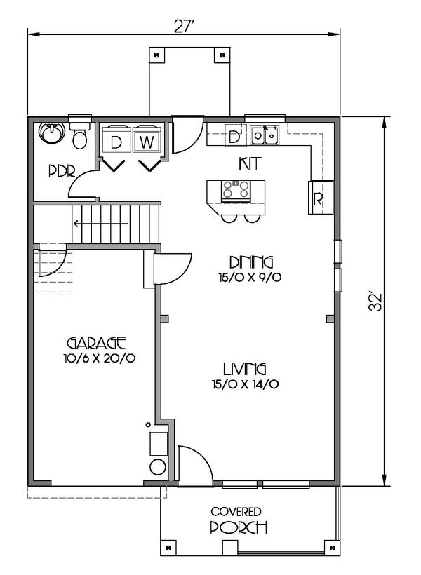 Craftsman Floor Plan - Main Floor Plan #423-59