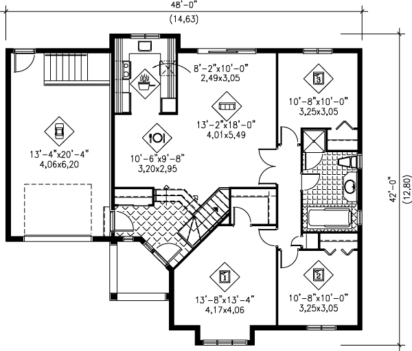 Architectural House Design - Traditional Floor Plan - Main Floor Plan #25-169