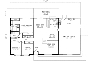 Floor Plan - Main Floor for Ranch House Plan #1-402 - 3 bed, 2 bath