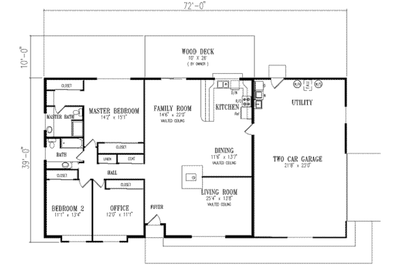 Architectural House Design - Floor Plan - Main Floor for Ranch House Plan #1-402 - 3 bed, 2 bath