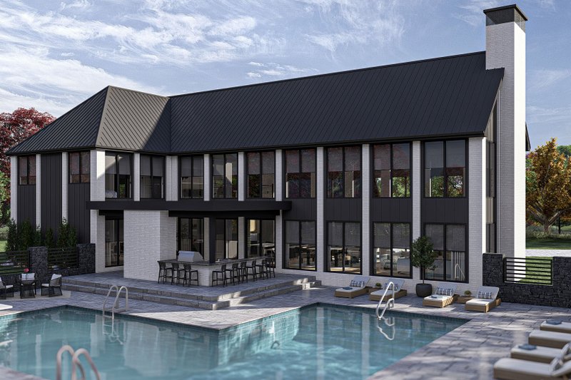 Dream House Plan - Contemporary Exterior - Rear Elevation Plan #455-511