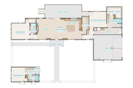 Floor Plan - Main Floor for Contemporary House Plan #1118-4 - 3 bed, 3 bath