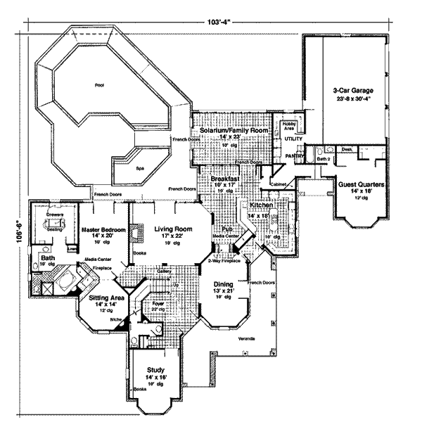 Dream House Plan - European Floor Plan - Main Floor Plan #410-129