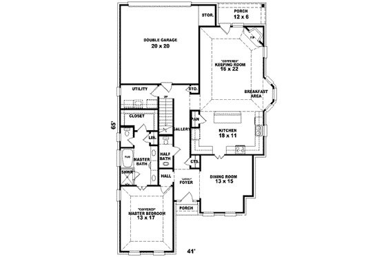 Floor Plan - Main Floor for Traditional House Plan #81-528 - 3 bed, 2.5 bath