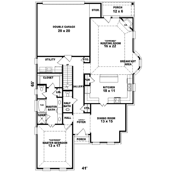 Floor Plan - Main Floor for Traditional House Plan #81-528 - 3 bed, 2.5 bath