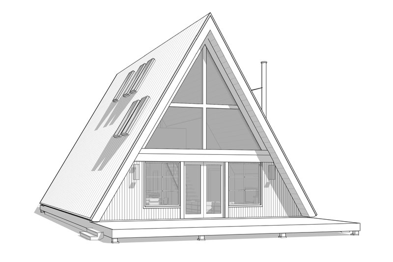 Dream House Plan - Exterior - Rear Elevation 1 for Modern House Plan #1114-32 - 2 bed, 2 bath