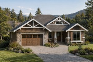 House Blueprint - Exterior - Front Elevation for Craftsman House Plan #1100-123 - 3 bed, 2 bath