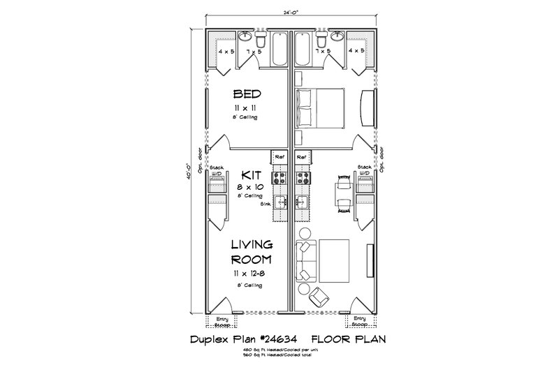 Architectural House Design - Floor Plan - Main Floor for Cottage House Plan #513-2427 - 1 bed, 1 bath
