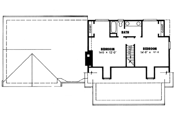 Floor Plan - Upper Floor for Country House Plan #10-233 - 3 bed, 2 bath