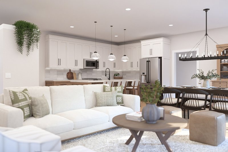 Architectural House Design - Interior - Family Room 1 for Farmhouse House Plan #455-804 - 3 bed, 2 bath