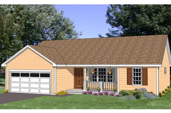 Exterior - Front Elevation for Ranch House Plan #116-276 - 3 bed, 2 bath