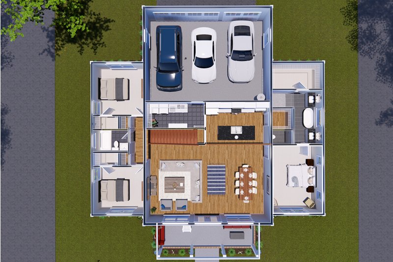 Architectural House Design - Floor Plan - Main Floor for Farmhouse House Plan #513-2254 - 4 bed, 3 bath