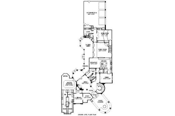 Floor Plan - Main Floor for Mediterranean House Plan #141-206 - 3 bed, 4.5 bath