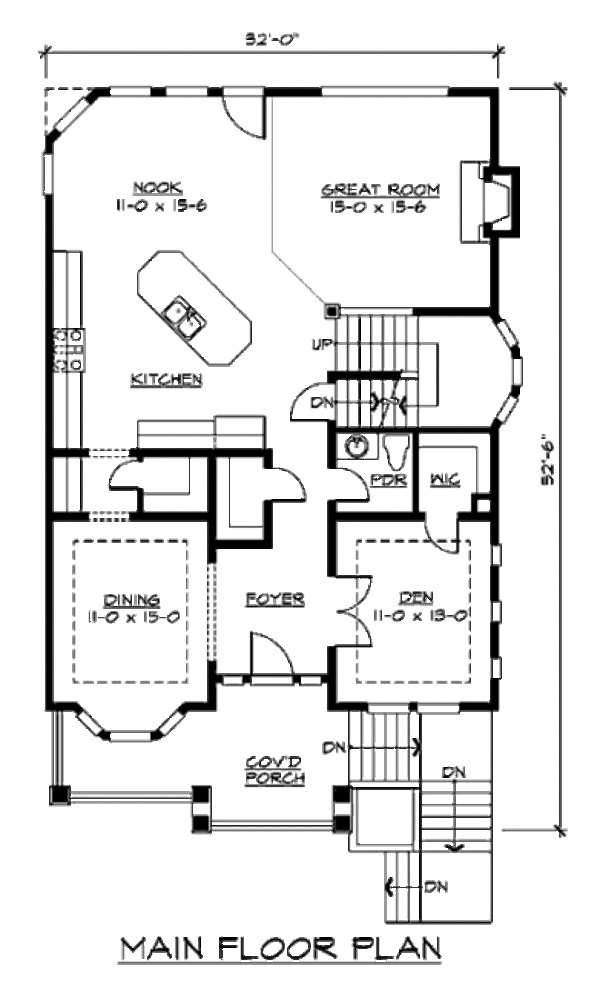 Craftsman Floor Plan - Main Floor Plan #132-124