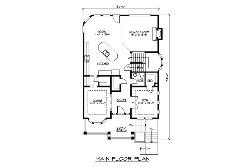 Architectural House Design - Floor Plan - Main Floor for Craftsman House Plan #132-124 - 3 bed, 2.5 bath