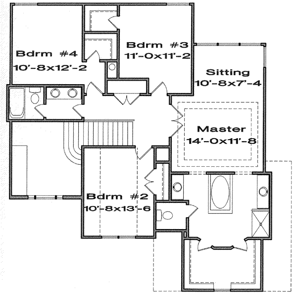 Traditional Floor Plan - Upper Floor Plan #6-119