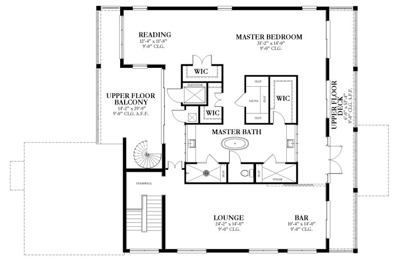 House Design - Floor Plan - Upper Floor for Beach House Plan #1058-219 - 4 bed, 4 bath