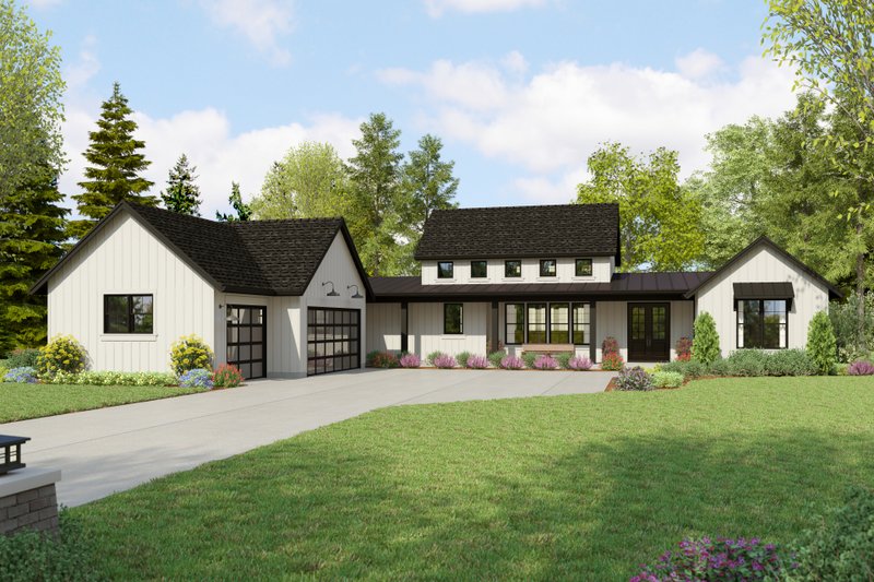 House Blueprint - Farmhouse Exterior - Front Elevation Plan #48-1120