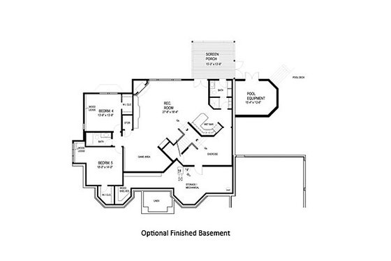 Floor Plan - Lower Floor for European House Plan #56-591 - 5 bed, 5.5 bath