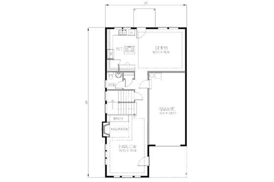 Floor Plan - Main Floor for Traditional House Plan #423-9 - 3 bed, 2.5 bath