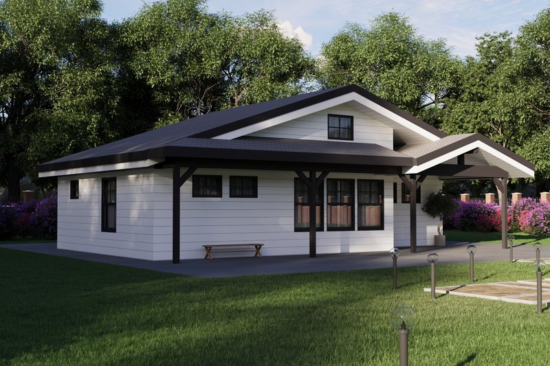 Dream House Plan - Exterior - Front Elevation 3 for Ranch House Plan #1106-137 - 2 bed, 2 bath