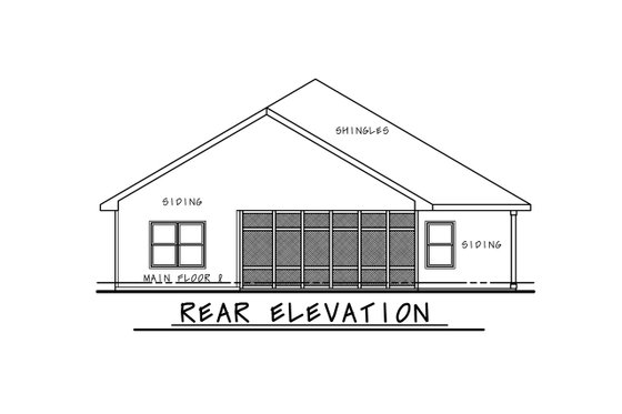 Exterior - Rear Elevation for Farmhouse House Plan #20-2548 - 3 bed, 2 bath