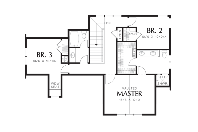 Dream House Plan - Floor Plan - Upper Floor for Craftsman House Plan #48-521 - 3 bed, 2.5 bath
