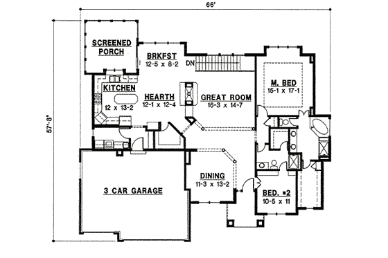 Floor Plan - Main Floor for Traditional House Plan #67-835 - 4 bed, 4 bath