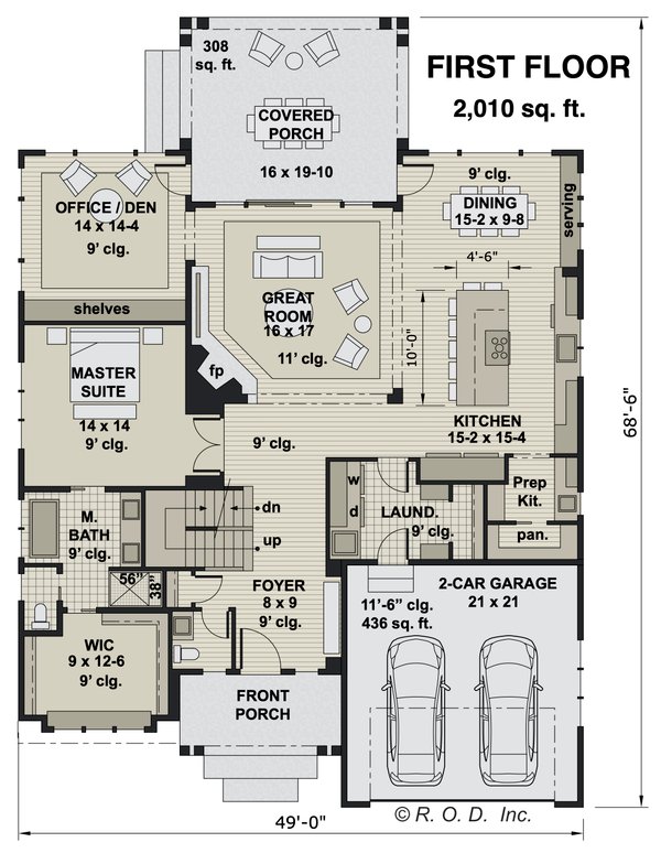 Dream House Plan - Floor Plan - Main Floor for Country House Plan #51-1568 - 4 bed, 3.5 bath