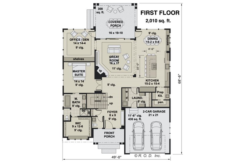 Dream House Plan - Floor Plan - Main Floor for Country House Plan #51-1568 - 4 bed, 3.5 bath