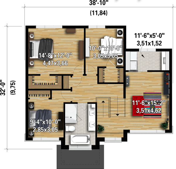 Contemporary Floor Plan - Upper Floor Plan #25-4889