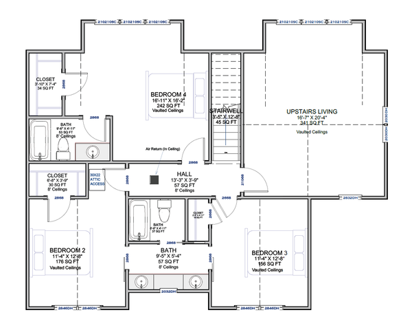 Craftsman Floor Plan - Upper Floor Plan #1116-33
