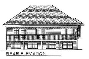 Exterior - Rear Elevation for Traditional House Plan #70-229 - 2 bed, 1 bath