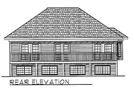 Exterior - Rear Elevation for Traditional House Plan #70-229 - 2 bed, 1 bath