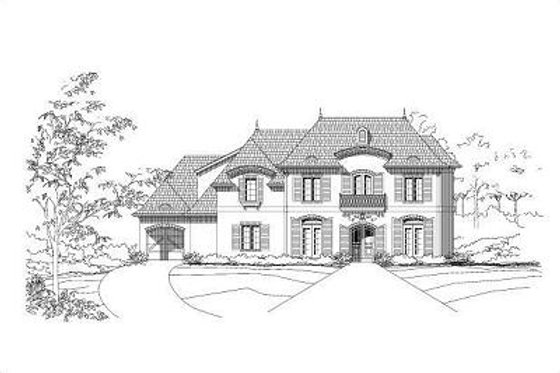 Exterior - Front Elevation for European House Plan #411-370 - 5 bed, 4.5 bath