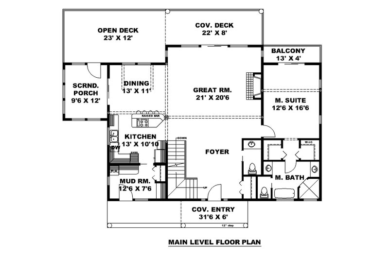 Architectural House Design - Floor Plan - Main Floor for Farmhouse House Plan #117-1024 - 3 bed, 3.5 bath
