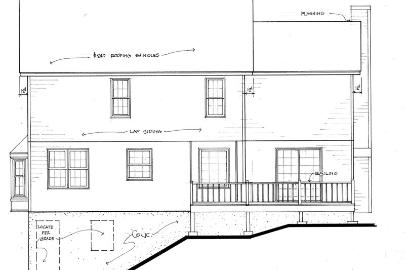 Home Plan - Exterior - Rear Elevation for Country House Plan #30-277 - 3 bed, 2.5 bath